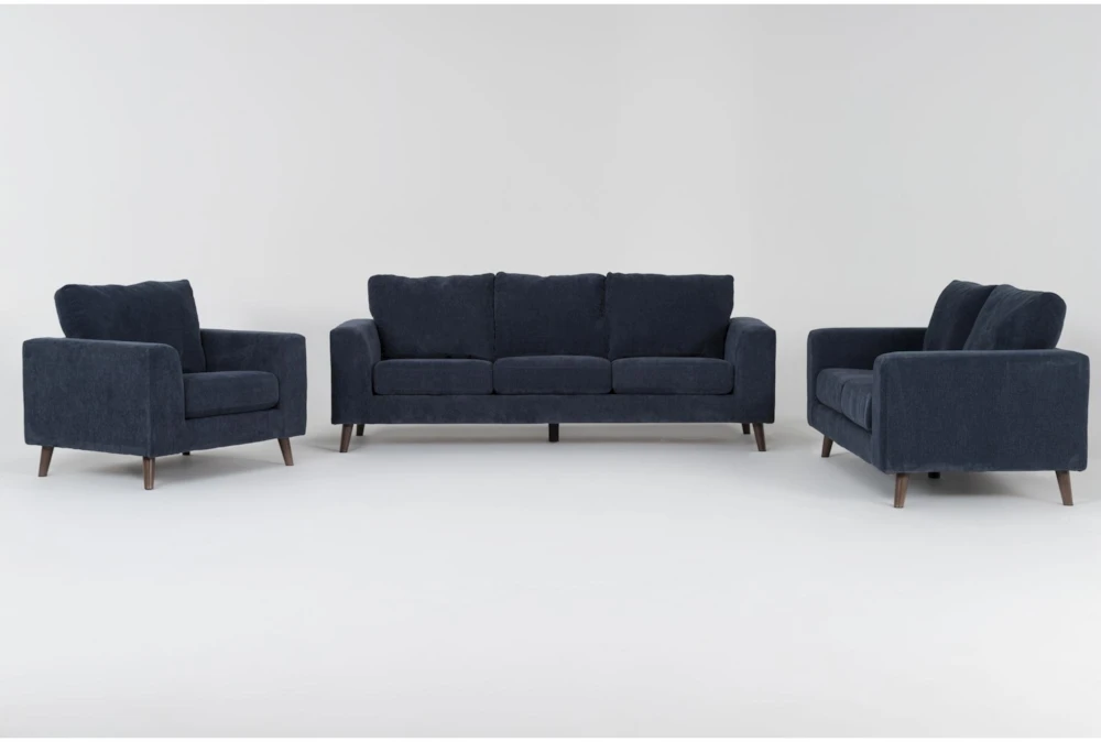 Canela II Midnight Blue 3 Piece Sofa, Loveseat & Chair Set