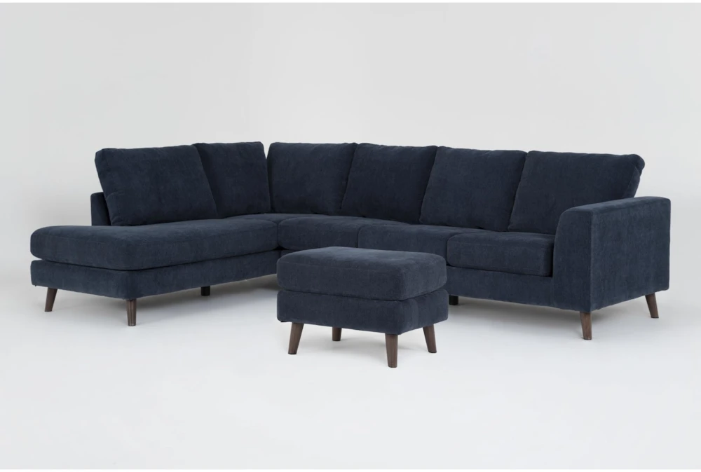 Canela II Midnight Blue 114" 2 Piece Sectional with Left Arm Facing Corner Chaise & Ottoman