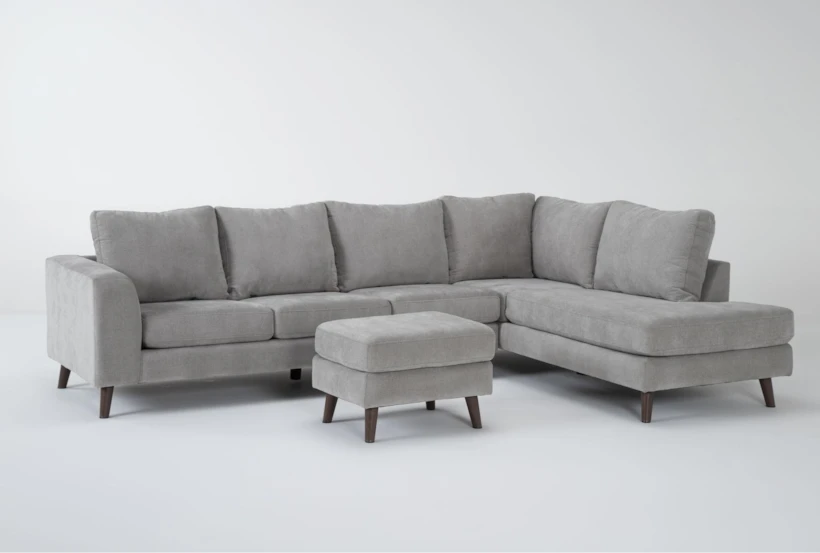 Canela II Dove 114" 2 Piece Sectional with Right Arm Facing Corner Chaise & Ottoman - 360