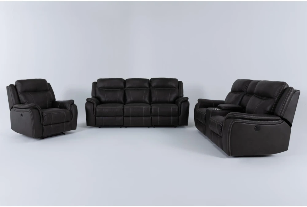 Griffin Grey 3 Piece Power Reclining Sofa, Loveseat & Recliner Set