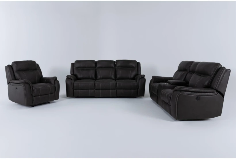 Griffin Grey 3 Piece Power Reclining Sofa, Loveseat & Recliner Set - 360