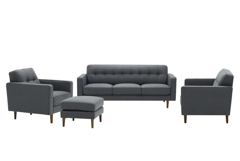 London Dark Grey 4 Piece Sofa, Loveseat, Chair & Ottoman