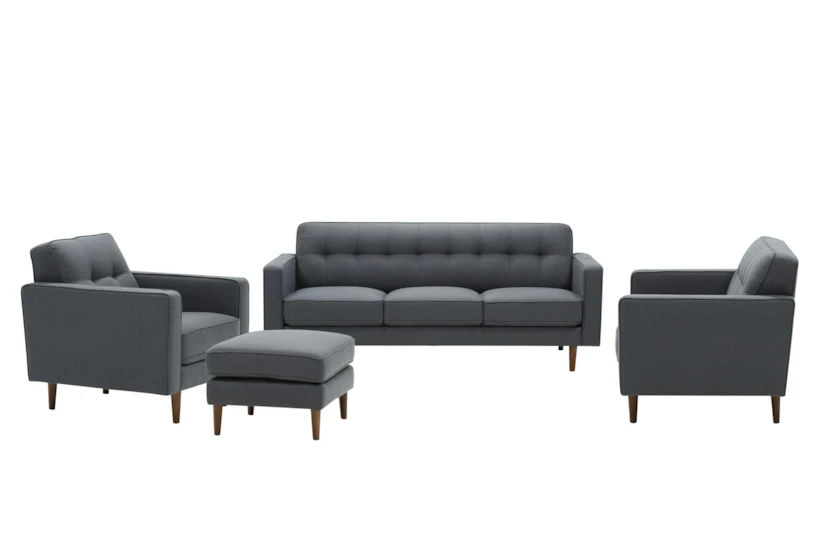 London Dark Grey 4 Piece Sofa, Loveseat, Chair & Ottoman - 360