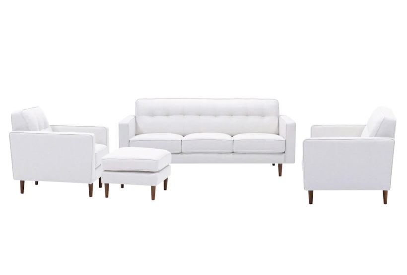 London Optical White 4 Piece Sofa, Loveseat, Arm Chair & Ottoman - 360