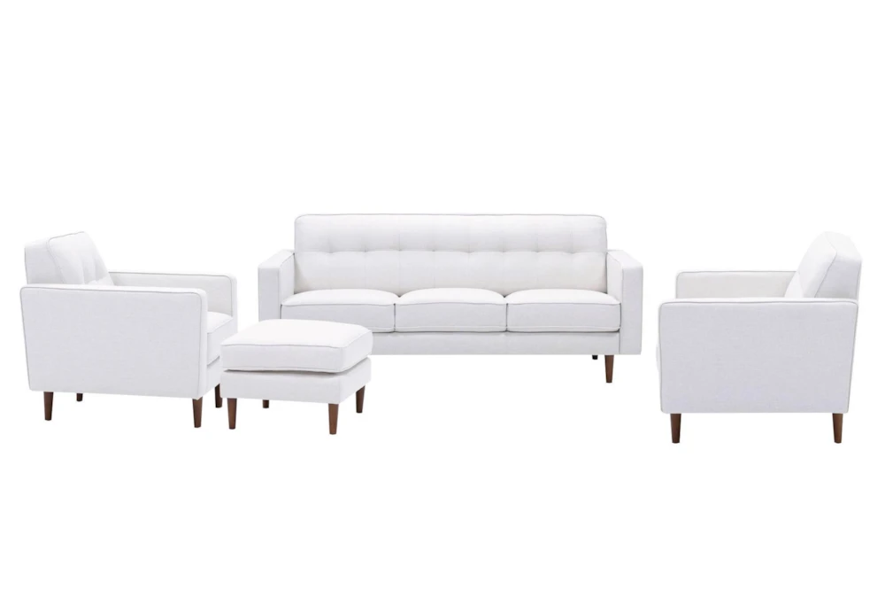 London Optical White 4 Piece Sofa, Loveseat, Arm Chair & Ottoman