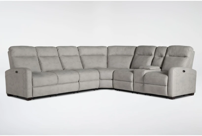 Jarrell Grey 122" 4 Piece Power Reclining Sectional with Right Arm Facing Console Loveseat & Recliner Set - 360