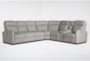 Jarrell Grey 122" 4 Piece Power Reclining Sectional with Right Arm Facing Console Loveseat & Recliner Set - Signature