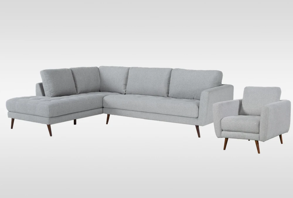 Ginger Grey 2 Piece Sectional with Left Arm Facing Corner Chaise & Chair