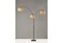 82 Inch Black + Natural Woven Paper Adjustable 3 Arm Arc Lamp - Detail