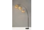 82 Inch Black + Natural Woven Paper Adjustable 3 Arm Arc Lamp - Detail