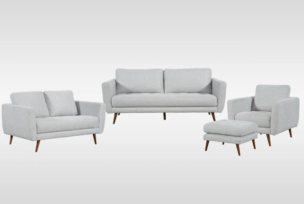 Ginger Grey Sofa, Loveseat, Chair & Ottoman Set