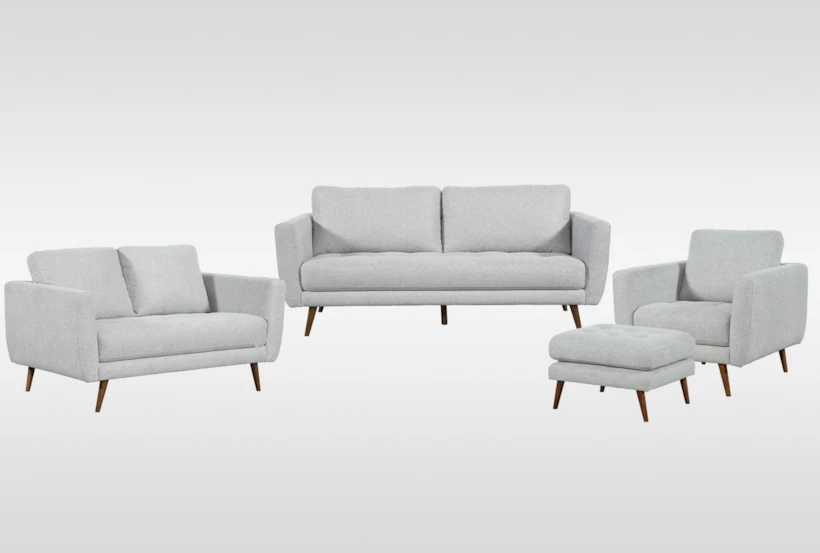 Ginger Grey Sofa, Loveseat, Chair & Ottoman Set - 360