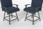Martinique Navy II Outdoor Swivel Counter Stool Set Of 2 - Detail