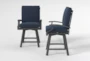 Martinique Navy II Outdoor Swivel Counter Stool Set Of 2 - Side