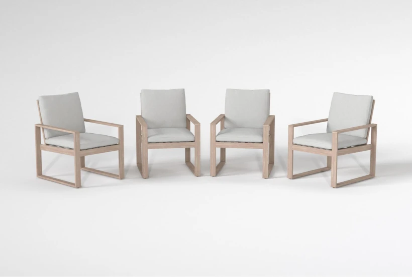 Malaga Grey Eucalyptus Outdoor Dining Arm Chairs Set of 4 - 360