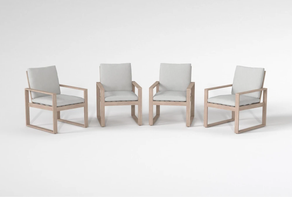 Malaga Grey Eucalyptus Outdoor Dining Arm Chairs Set of 4