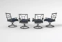 Martinique Navy Outdoor Dining Swivel Arm Chairs Set Of 4 - Back
