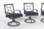 Martinique Navy Outdoor Dining Swivel Arm Chairs Set Of 4 - Detail