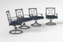Martinique Navy Outdoor Dining Swivel Arm Chairs Set Of 4 - Side