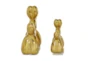 7 + 9 Inch Gold Ceramic Balloon Dog Sculpture Set Of 2 - Back