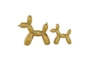 7 + 9 Inch Gold Ceramic Balloon Dog Sculpture Set Of 2 - Material