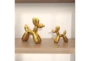 7 + 9 Inch Gold Ceramic Balloon Dog Sculpture Set Of 2 - Room