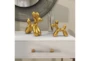 7 + 9 Inch Gold Ceramic Balloon Dog Sculpture Set Of 2 - Room