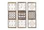 12X36 Brown Wood Intricately Carved Geometric Wall Decor With Bells Set Of 3 - Signature