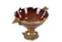 19 Inch Gold Polystone Intricate Carved Decorative Bowl - Front