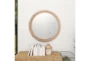 36X36 Light Brown Wood Beaded Frame Wall Mirror With Distressing - Room