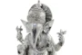 12X16 Silver Polystone Meditating Ganesh Sculpture With Engraved Carvings And Relief Detailing - Detail