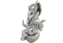 12X16 Silver Polystone Meditating Ganesh Sculpture With Engraved Carvings And Relief Detailing - Front