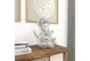 12X16 Silver Polystone Meditating Ganesh Sculpture With Engraved Carvings And Relief Detailing - Room