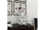 12X16 Silver Polystone Meditating Ganesh Sculpture With Engraved Carvings And Relief Detailing - Room