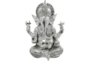 12X16 Silver Polystone Meditating Ganesh Sculpture With Engraved Carvings And Relief Detailing - Signature