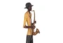 24 Inch Brown Polystone Tall Long Legged Jazz Band Musician Sculpture With Black Base Stand Set Of 4 - Detail
