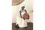 10 Inch Cream Polystone Sitting African Woman Sculpture With Red Water Pot - Room