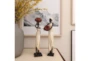 16 Inch Cream Polystone Standing African Woman Sculpture With Red Water Pots And Black Base Set Of 2 - Room