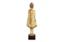 54 Inch Gold Resin Meditating Buddha Sculpture With Engraved Carvings And Relief Detailing - Back