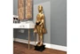 54 Inch Gold Resin Meditating Buddha Sculpture With Engraved Carvings And Relief Detailing - Room