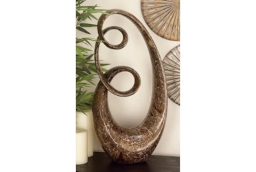 32 Inch Brown Polystone Swirl Abstract Sculpture