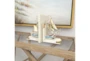 9 Inch White Wood Coastal Sail Boat Bookends Set Of 2 - Room