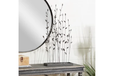 31 Inch Black Metal Floral Sculpture With Loose Stones