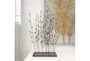 31 Inch Black Metal Floral Sculpture With Loose Stones - Room