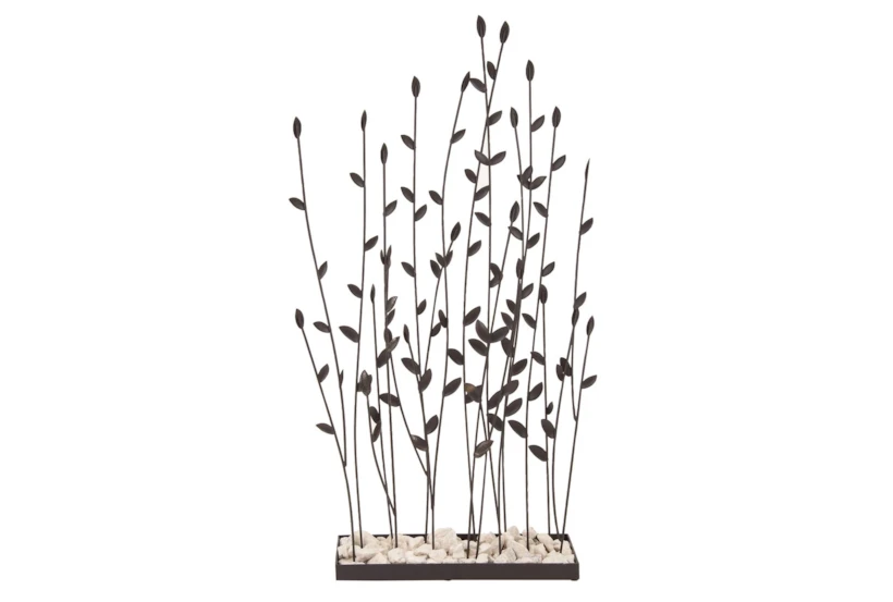 31 Inch Black Metal Floral Sculpture With Loose Stones | Living Spaces