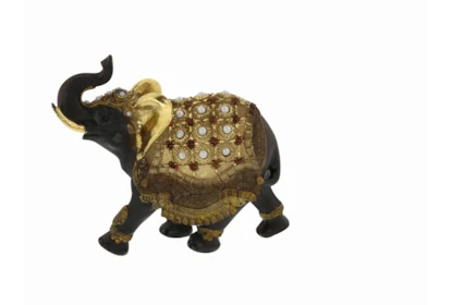 5, 6, + 7 Inch Gold Polystone Eclectic Elephant Sculpture Set Of 3 - Material