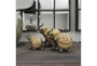 5, 6, + 7 Inch Gold Polystone Eclectic Elephant Sculpture Set Of 3 - Room