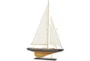 21 Inch Beige Wood Sail Boat Sculpture With Lifelike Rigging - Back
