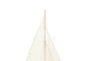 21 Inch Beige Wood Sail Boat Sculpture With Lifelike Rigging - Detail