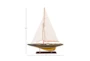 21 Inch Beige Wood Sail Boat Sculpture With Lifelike Rigging - Front